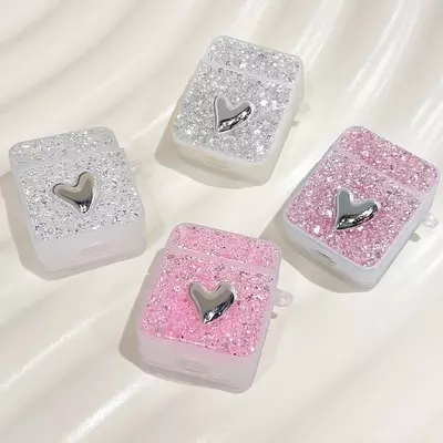 Microsonic AirPods 1. Nesil / 2. Nesil Kılıf Glitter Shiny Gümüş