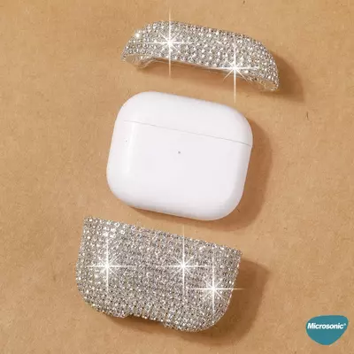 Microsonic AirPods Pro 2.Nesil Kılıf Diamond Swarovski Görünümlü Taşlı Siyah