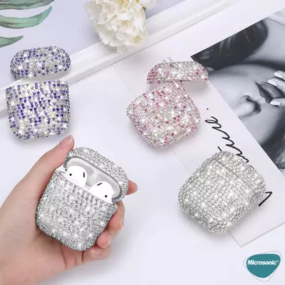 Microsonic AirPods Pro 2.Nesil Kılıf Diamond Swarovski Görünümlü Taşlı Siyah