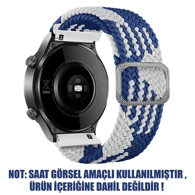 Microsonic Amazfit Cheetat (Square) Kordon Braided Loop Band Mavi Beyaz