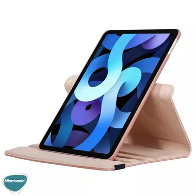 Microsonic Apple iPad Air 11 2024 Kılıf (A2902-A2903) 360 Rotating Stand Deri Rose Gold