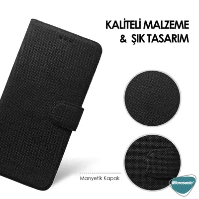 Microsonic Apple iPhone 14 Plus Kılıf Fabric Book Wallet Kırmızı