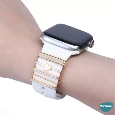 Microsonic Apple Watch 6 40mm Kordon Süsü Charm Hamsa ve Nazar Boncuğu