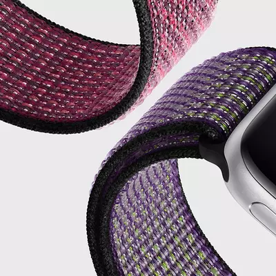 Microsonic Apple Watch SE 2022 44mm Hasırlı Kordon Woven Sport Loop Mavi