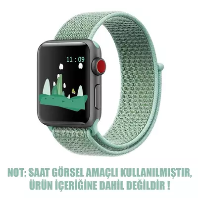 Microsonic Apple Watch SE 2022 44mm Hasırlı Kordon Woven Sport Loop Yeşil