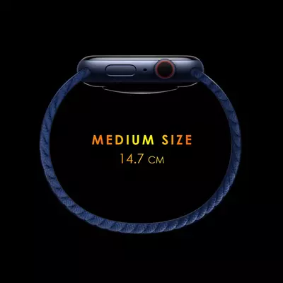 Microsonic Apple Watch SE 2022 44mm Kordon, (Medium Size, 147mm) Braided Solo Loop Band Siyah