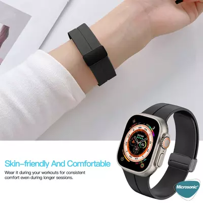 Microsonic Apple Watch SE 2022 44mm Kordon Ribbon Line Lacivert Beyaz