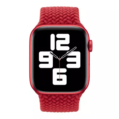 Microsonic Apple Watch SE 2022 44mm Kordon, (Small Size, 127mm) Braided Solo Loop Band Kahverengi