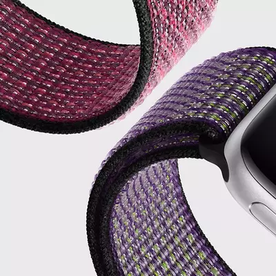 Microsonic Apple Watch Series 9 41mm Hasırlı Kordon Woven Sport Loop Yeşil