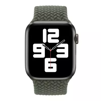 Microsonic Apple Watch Series 9 41mm Kordon, (Medium Size, 147mm) Braided Solo Loop Band Koyu Yeşil