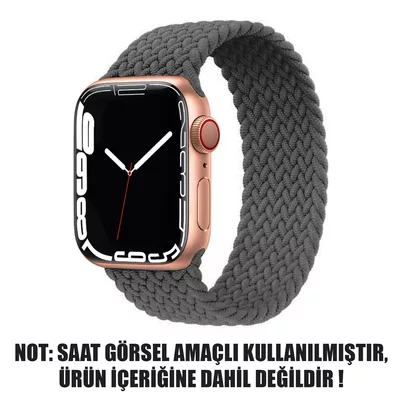 Microsonic Apple Watch Series 9 41mm Kordon, (Small Size, 127mm) Braided Solo Loop Band Koyu Gri