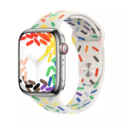 Microsonic Apple Watch Series 9 41mm Silikon Kordon V2 Pride Edition Beyaz