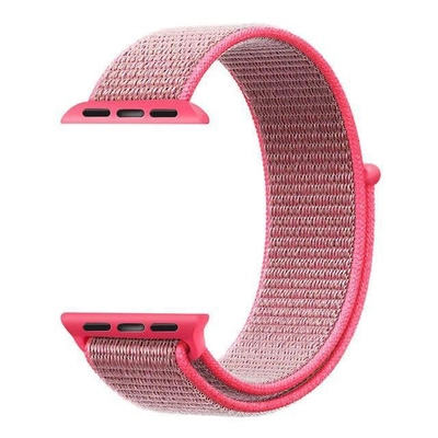 Microsonic Apple Watch Series 9 45mm Hasırlı Kordon Woven Sport Loop Pembe