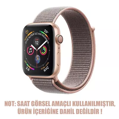 Microsonic Apple Watch Series 9 45mm Hasırlı Kordon Woven Sport Loop Rose Gold