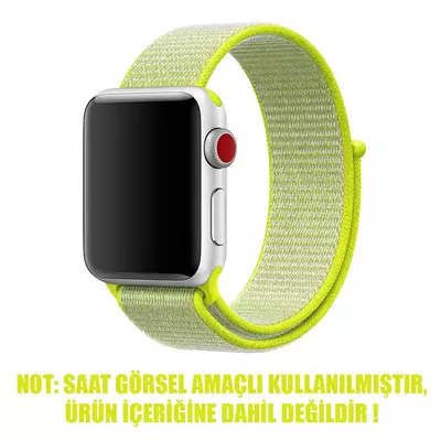 Microsonic Apple Watch Series 9 45mm Hasırlı Kordon Woven Sport Loop Sarı