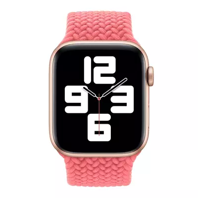 Microsonic Apple Watch Series 9 45mm Kordon, (Medium Size, 147mm) Braided Solo Loop Band Pembe