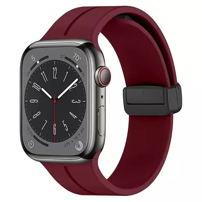 Microsonic Apple Watch Series 9 45mm Kordon Ribbon Line Bordo