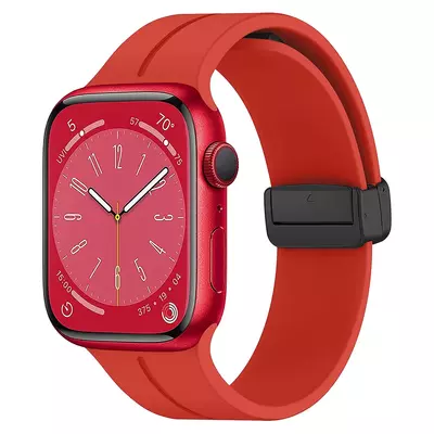 Microsonic Apple Watch Series 9 45mm Kordon Ribbon Line Kırmızı