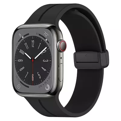 Microsonic Apple Watch Series 9 45mm Kordon Ribbon Line Siyah