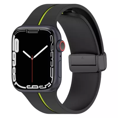 Microsonic Apple Watch Series 9 45mm Kordon Ribbon Line Siyah Yeşil