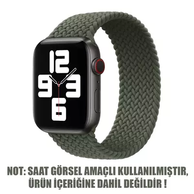 Microsonic Apple Watch Ultra 2 Kordon, (Medium Size, 147mm) Braided Solo Loop Band Koyu Yeşil