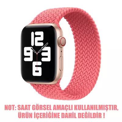 Microsonic Apple Watch Ultra 2 Kordon, (Small Size, 127mm) Braided Solo Loop Band Pembe