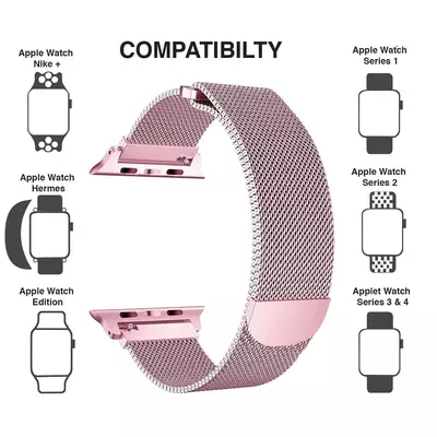 Microsonic Apple Watch Ultra 2 Milanese Loop Kordon Rose Gold