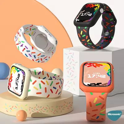 Microsonic Apple Watch Ultra 2 Silikon Kordon V2 Pride Edition Beyaz