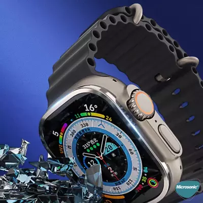 Microsonic Apple Watch Ultra 2 Tam Kaplayan Cam Ekran Koruyucu V2 Gümüş