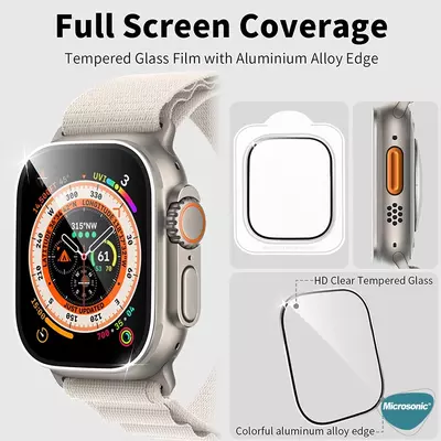 Microsonic Apple Watch Ultra 2 Tam Kaplayan Cam Ekran Koruyucu V2 Siyah