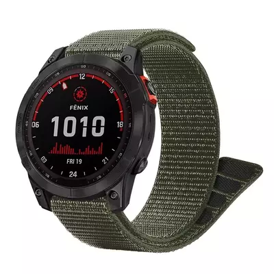 Microsonic Garmin Fenix 6 Sapphire Kordon UltraFit Hasırlı Woven Koyu Yeşil