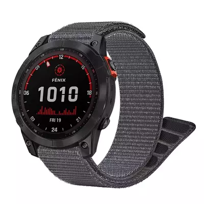 Microsonic Garmin Fenix 6X Pro Kordon UltraFit Hasırlı Woven Gri