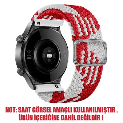 Microsonic Garmin Forerunner 255 Kordon Braided Loop Band Kırmızı Beyaz