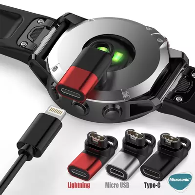 Microsonic Garmin Forerunner 745 Taşınabilir Şarj Dönüştürücü Adaptörü Lightning