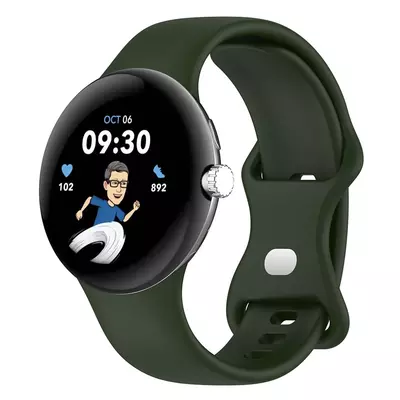 Microsonic Google Pixel Watch Kordon, Silicone Sport Band Koyu Yeşil