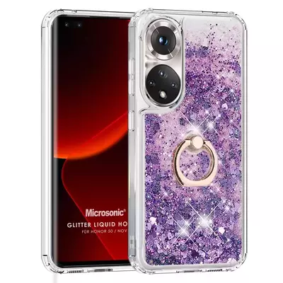 Microsonic Honor 50 Kılıf Glitter Liquid Holder Mor