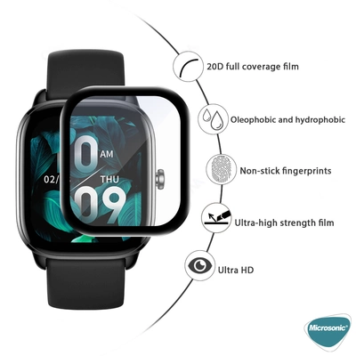 Microsonic Huawei Watch Fit 3 Tam Kaplayan Nano Cam Ekran Koruyucu Siyah