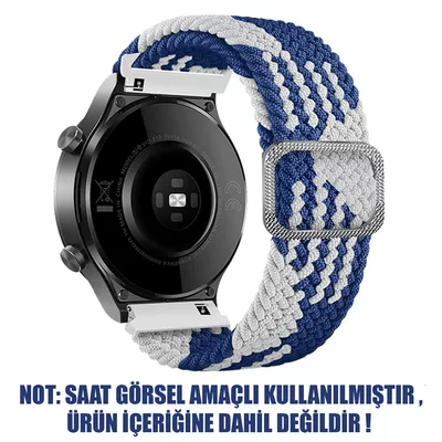 Microsonic Huawei Watch GT 3 Pro 46mm Titanyum Kordon Braided Loop Band Mavi Beyaz