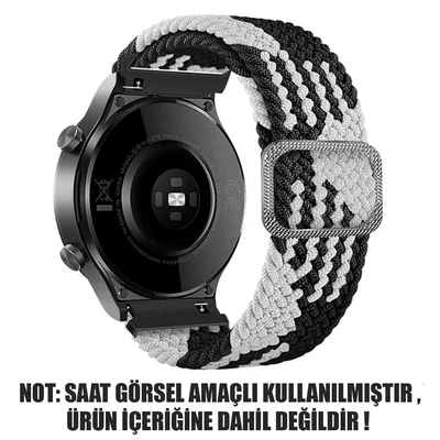Microsonic Huawei Watch GT 3 Pro 46mm Titanyum Kordon Braided Loop Band Siyah Beyaz