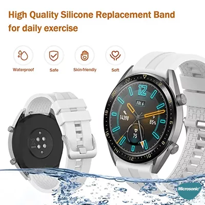 Microsonic Huawei Watch GT3 42mm Kordon, Silicone RapidBands Beyaz