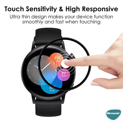 Microsonic Huawei Watch GT4 41mm Tam Kaplayan Temperli Cam Full Ekran Koruyucu Siyah