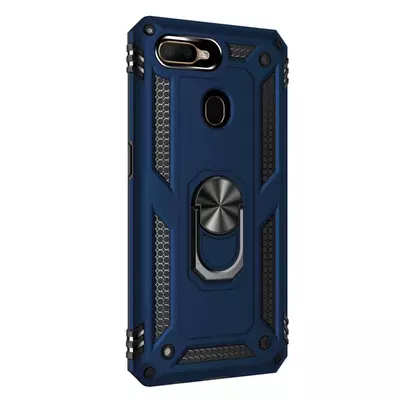 Microsonic Oppo F9 / F9 Pro Kılıf Military Ring Holder Lacivert