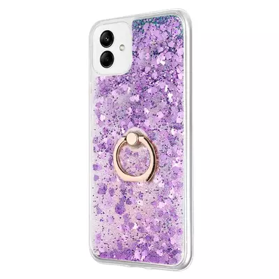 Microsonic Samsung Galaxy A04 Kılıf Glitter Liquid Holder Mor