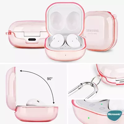 Microsonic Samsung Galaxy Buds 2 Kılıf Askı Aparatlı Tranparan Silikon Pembe