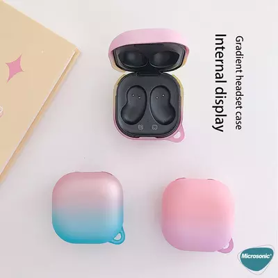 Microsonic Samsung Galaxy Buds FE Kılıf Degrade Rubber Mavi Pembe