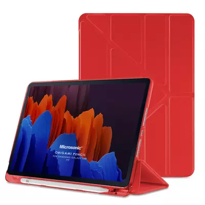 Microsonic Samsung Galaxy Tab A9 Kılıf Origami Pencil Kırmızı