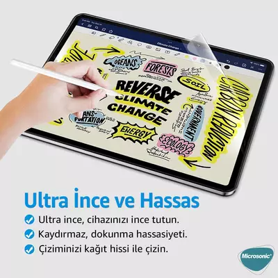 Microsonic Samsung Galaxy Tab S7 T870 Paper Feel Kağıt Dokulu Mat Ekran Koruyucu