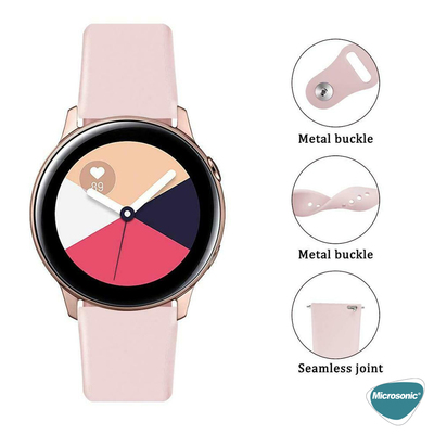 Microsonic Samsung Galaxy Watch 46mm Silicone Sport Band Pembe