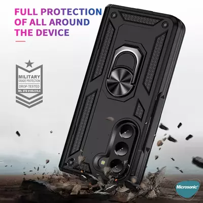 Microsonic Samsung Galaxy Z Fold 5 Kılıf Military Ring Holder Lacivert