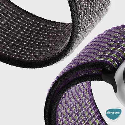 Microsonic Samsung Gear S3 Frontier Hasırlı Kordon Woven Sport Loop Mor